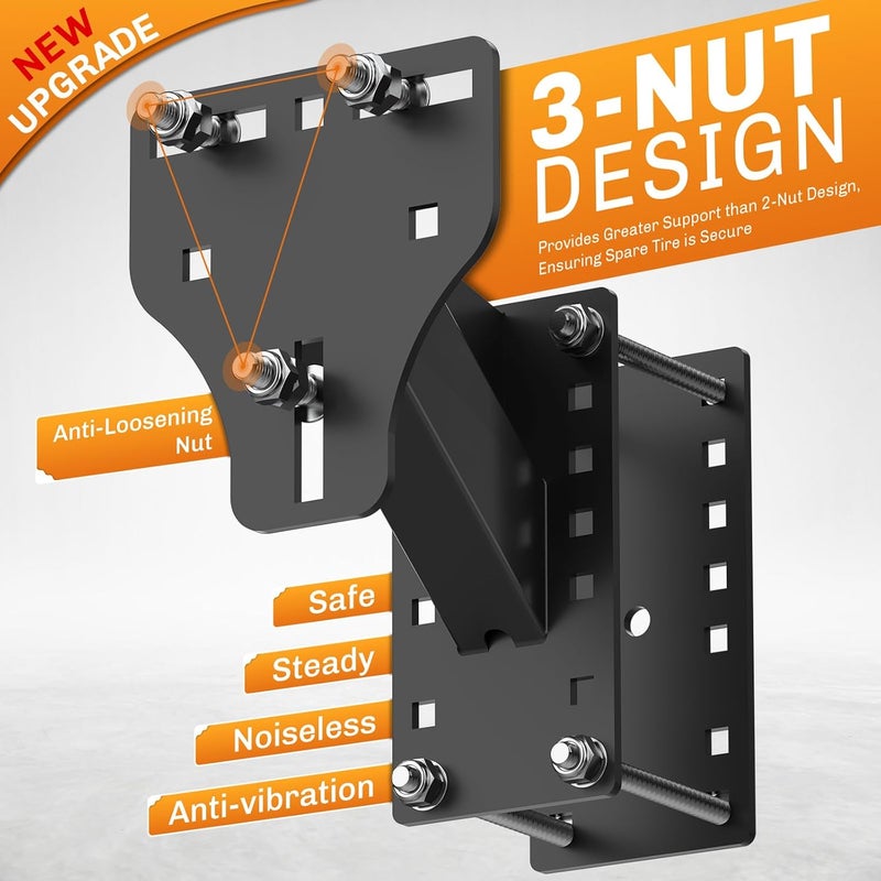 WELLUCK Trailer Spare Tire Mount for Utility Boat Trailer 3-Nuts Spare Tire Carrier Fits 4/5/6/8 Lugs Trailer Wheels on 4", 4.5'', 4.75'', 5'', 5.5'', 6'' and 6.5"Bolt Patterns,180Lbs, Anti-Theft Rope - Image 4